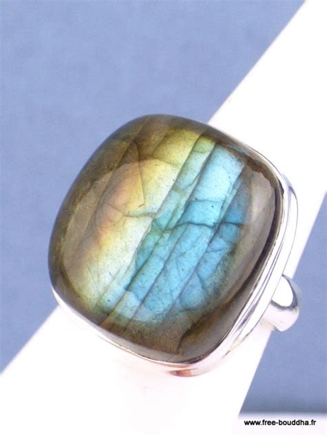 Multi Fire Labradorite Square Silver Ring T Blue Labradorite