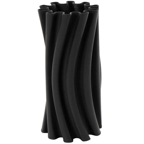 Litton Lane Black Curvy Ribbed Ceramic Abstract Decorative Vase With