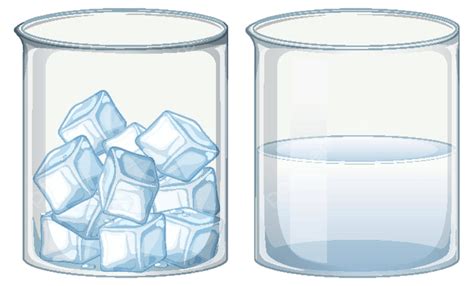pair  beakers  chilled water  ice cubes vector clip art