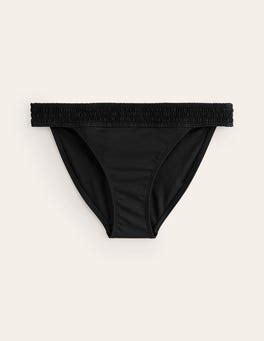 Milos Smocked Bikini Bottoms Black Boden UK