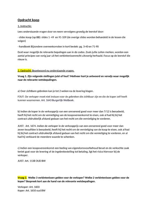 Opdracht Koop Julia Van Wanrooij Opdracht Koop Instructie Lees