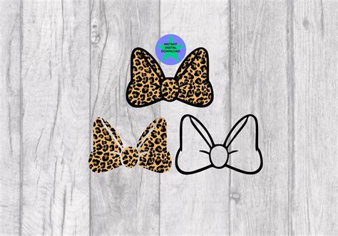 Minnie Bow Leopard Print Png Plain Bow Outline Cricut Etsy