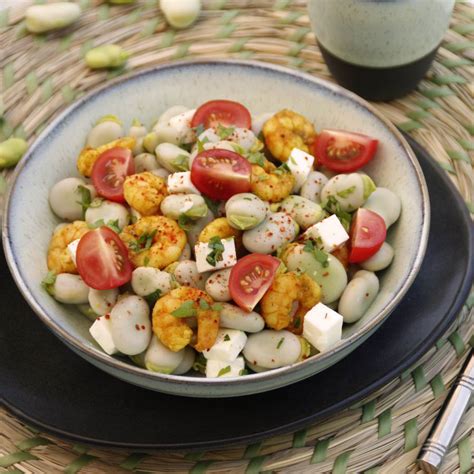 La villageoise salade de fèves et crevettes