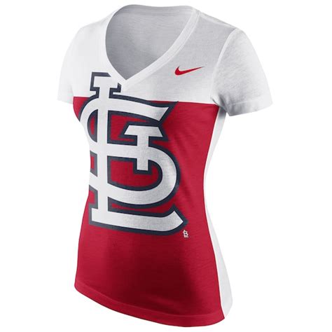 Women's Nike Red St. Louis Cardinals Logo Blocked 1.6 Tri-Blend V-Neck ...