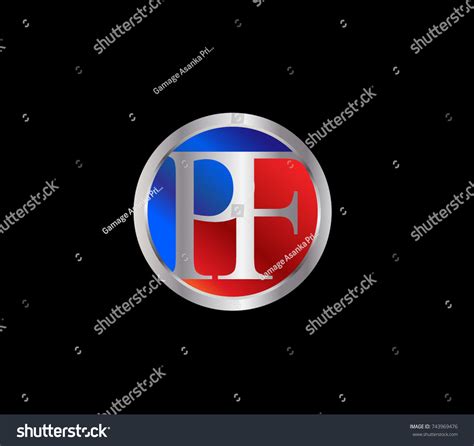 PF Letter Logo Design In A Circle Blue Red And Royalty Free Stock