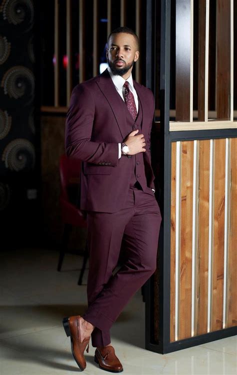 Burgundy 3 Pieces Single Breasted Suit Burgundy Mens Suit Burgundy