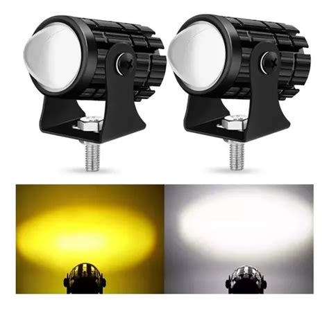 Par Faros De Lupa 60w Luz Spot Doble Color Para Auto Moto MercadoLibre