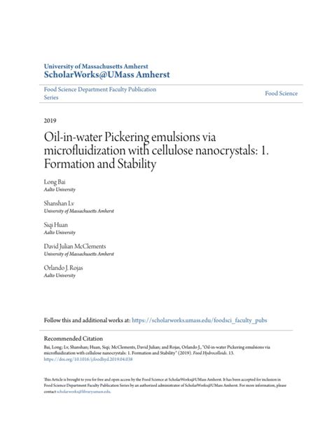 Oil-In-water Pickering Emulsions Via Microfluidization With Cellu | PDF ...