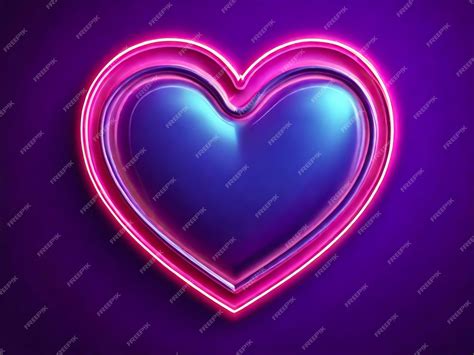 Premium Photo Bright Heart Neon Sign Retro Neon Heart Sign On Purple