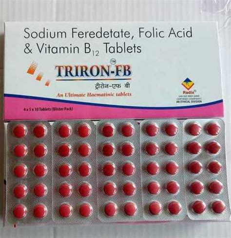 Sodium Feredetate 231 Mg Folic Acid 1 5 Mg Cyanocobalamin 15 Mcg Tablet Health Supplements At