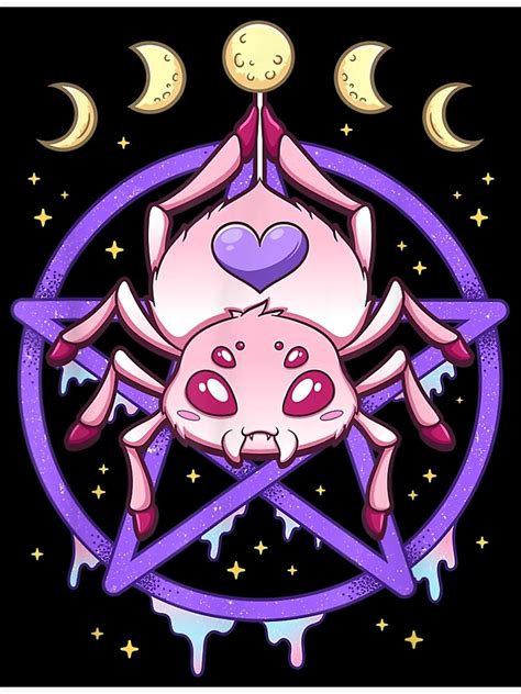 Kawaii Pastel Goth Cute Creepy Pentacle Spider Pentagram Kawaii Pastel