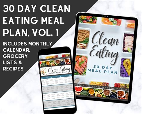 30 Day Clean Eating Meal Plan Vol 1 Recipes Grocery List Etsy