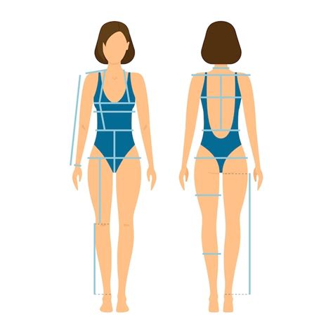 Cuerpo De Mujer Por Delante Y Por Detr S Para Medir Vector Premium