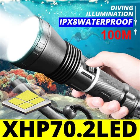 XHP70 2 Powerful LED Scuba Diving Flashlight Brightest 30W XHP70 2