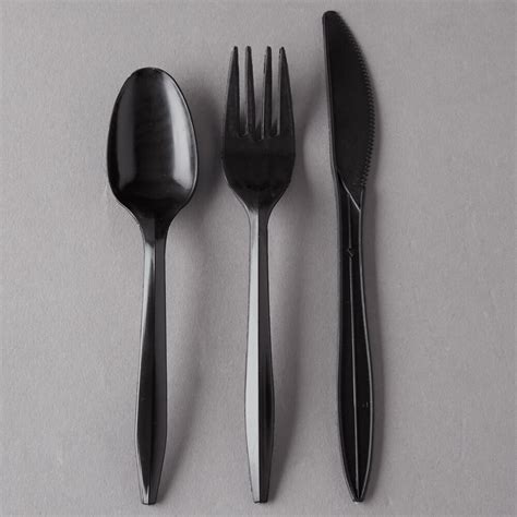 Choice Individually Wrapped Medium Weight Black Plastic Cutlery Set