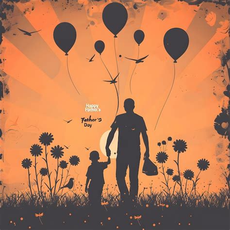 Premium Photo Father And Son With Balloons In The Meadow