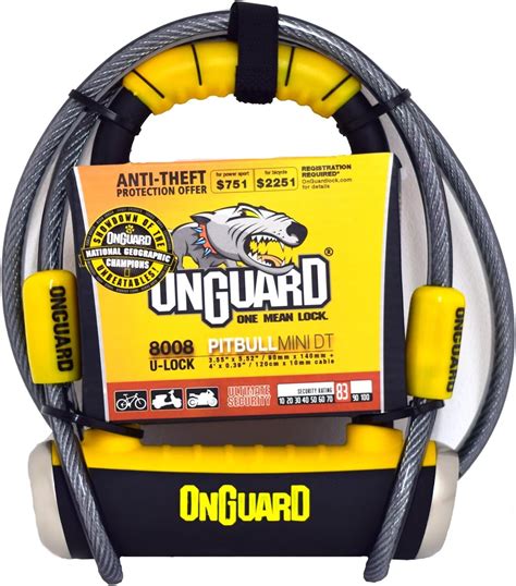 OnGuard Pitbull Mini DT 8008 Bike U Lock with Cable : Amazon.co.uk ...