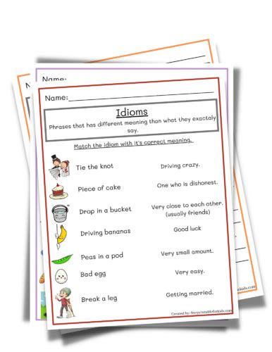 Language art idiom - FREE educational printable worksheets for kids ...