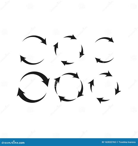 Arrows In Circle Black Vector Icon Set Stock Vector Illustration Of