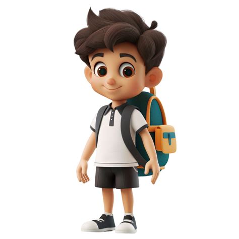 render cartoon school boy  school isolated  transparent
