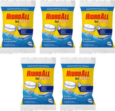 Kit Pastilhas De Cloro Hcl Penta Hidroall Piscina Atacado