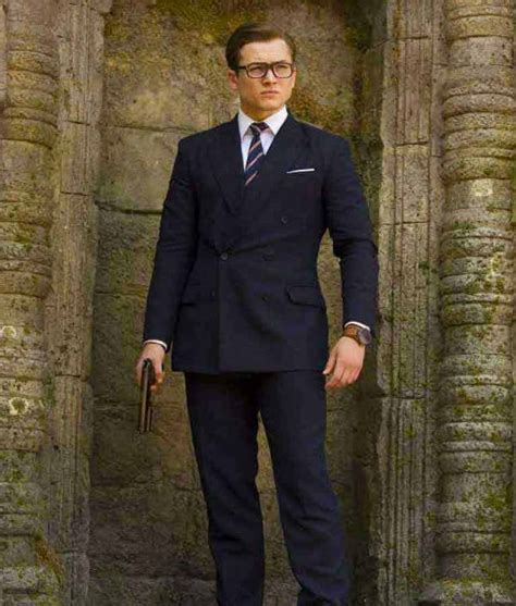 Kingsman Eggsy Double Breasted Pinstripe Suit USA Jacket