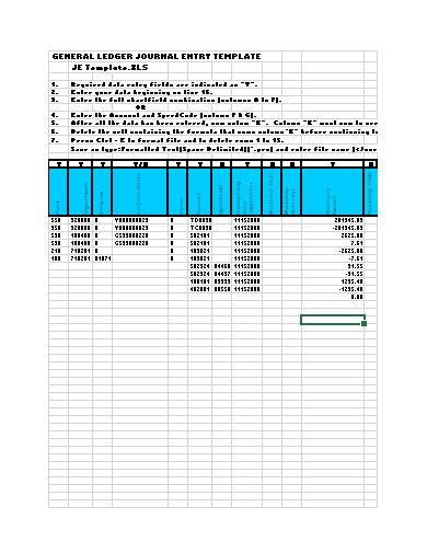 General Journal Excel Template Collection