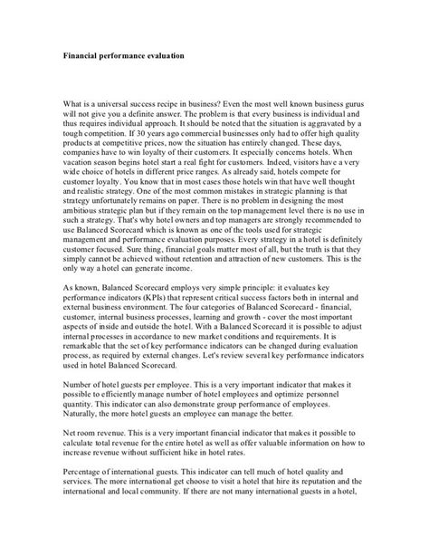 financial performance evaluation