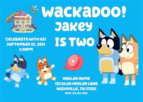 Wackadoo Bluey Birthday Party Invitation | Etsy