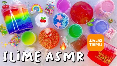 Satisfying Slime Asmr 📦🌈 Temu Slime Ratings And Unboxing Youtube