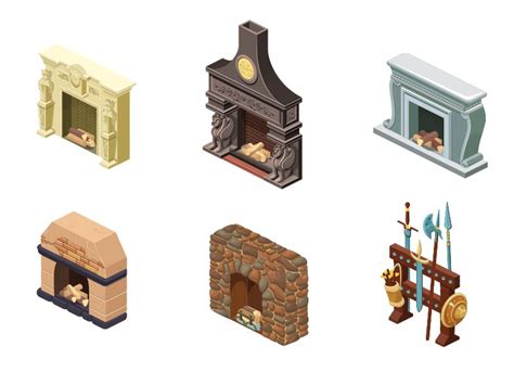 Isometric Fireplaces Isometric Fireplace Digital Texture