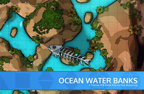 Ocean Water Banks D D Map For Roll And Tabletop Dice Grimorium