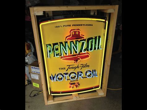 Pennzoil Motor Oil Tin Neon Sign With Flasher 36 X 48 New Neon