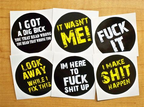 6 Pack Funny Hard Hat Stickers Got Dig Bick It Wasnt Me Fk Etsy