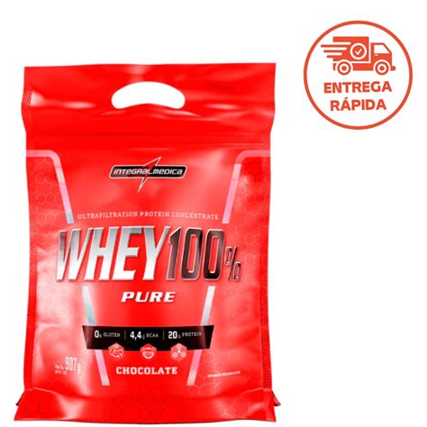 Whey protein 100 pure Integral Médica concentrado 100 900gr refil