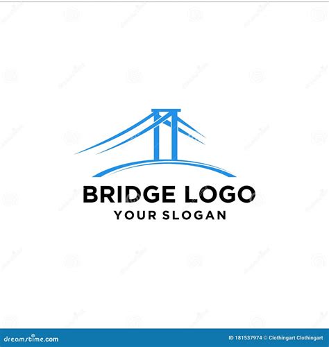 Bridge Vector Logo Design Road Graphic Line Art Stock Vector ...