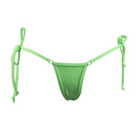 Fashion Green Ties At Hips String Bikini Swimsuit BK