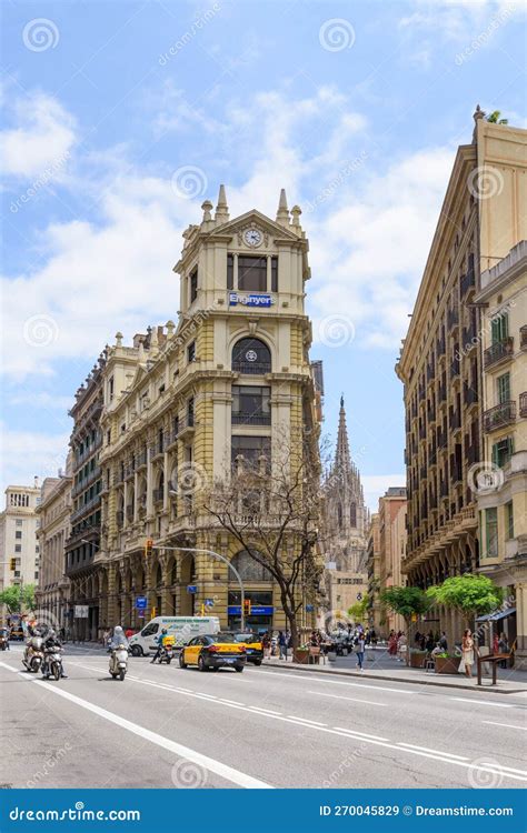 View From Via Laietana To Carrer Del Dr Joaquim Pou And The Imposing Gothic Barcelona Cathedral