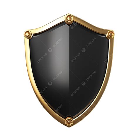 Black Shield With Golden Frame Shield Golden Emblem Png Transparent