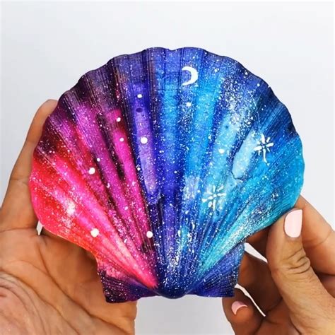 Learn How To Creat Beautiful Galaxy Designs On Shells Using Alcohol