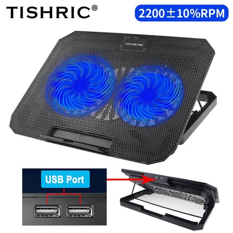 TISHRIC N99 Gaming Laptop Cooler Speed Regulation 2 USB Ports Two Fans