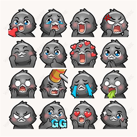 Crow Raven Emotes X 46 For Twitch And Discord Emote Black Crow Twitch Emote Pack Discord