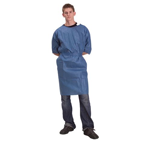 Supply Disposable 40gsm Sms Blue Isolation Gown With Short Sleeves