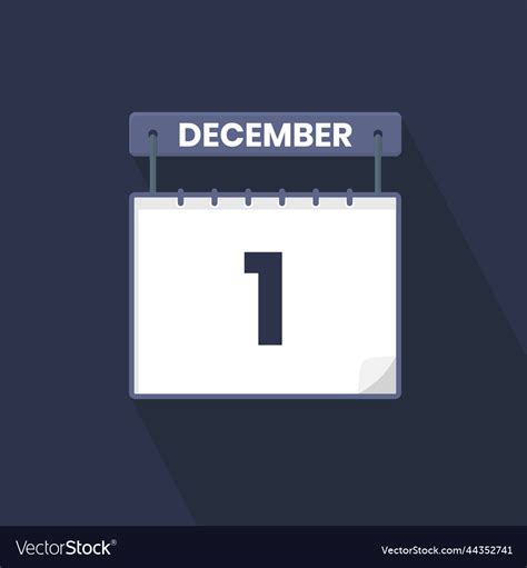 1st December Calendar Icon December 1 Calendar Vector Image