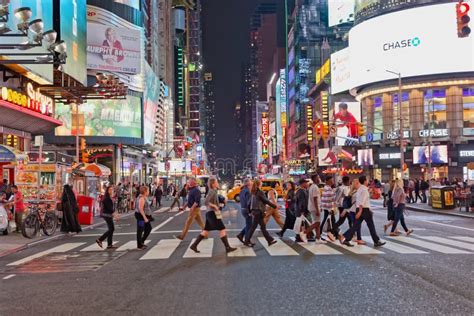 Nightlife on 42 Street at New York Manhattan Editorial Photo - Image of ...