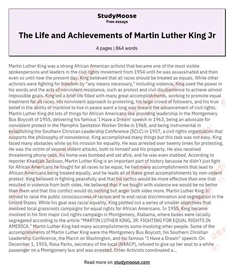 Martin Luther King Jr Essay Examples