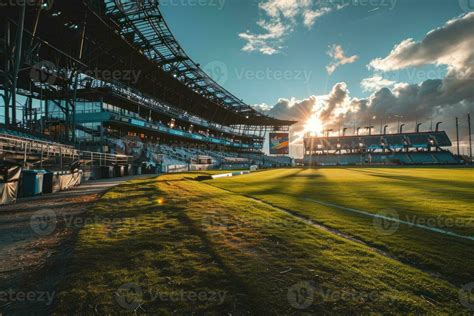 Ai Generated Lush Green Lawn At Football Soccer Sports Stadium Professional Photography 36099481