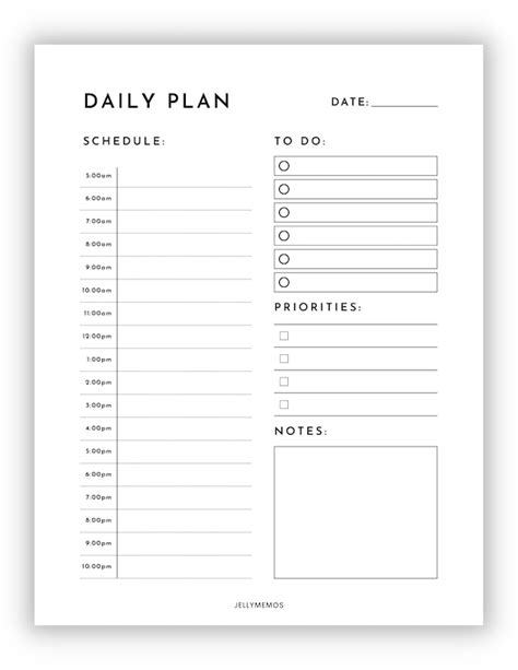 10 Cute Printable Daily Planners With Time Slots! - JellyMemos