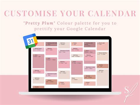 Google Calendar Customisation Palette Pretty Plum Etsy