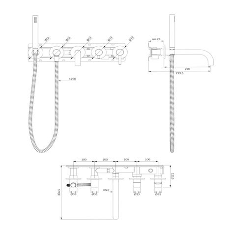 Omnires Y Bateria Wannowa Podtynkowa 5 Otworowa Chrom